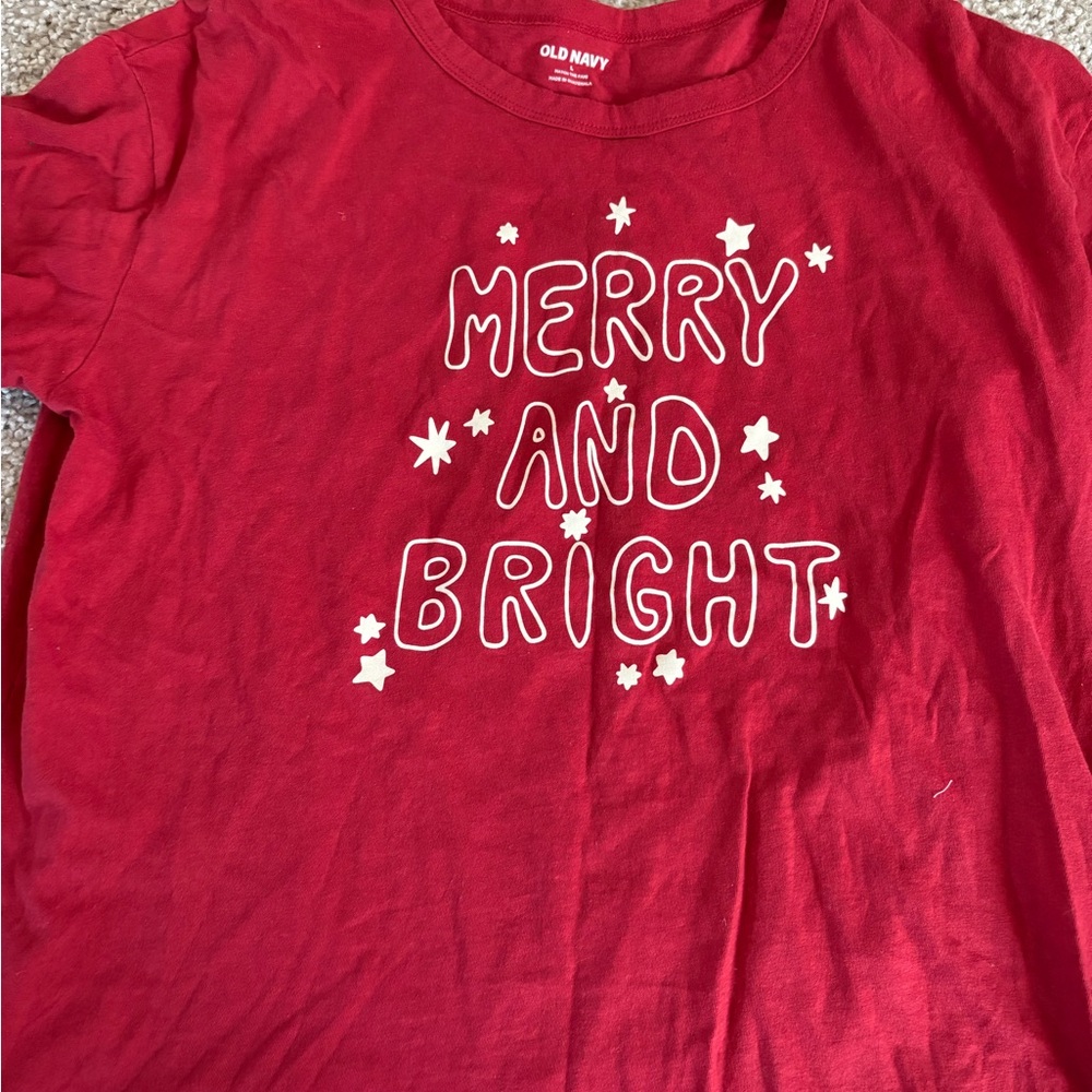 Old Navy Women Red Shirt - Merry and Bright